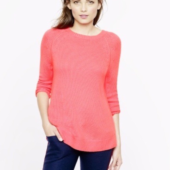 J. Crew Sweaters | J. Crew Coral Pink 100% Italian Cashmere Waffle Knit Textured Stitch Sweater Xs | Color: Pink | Size: Xs | Powerposhgirl's Closet